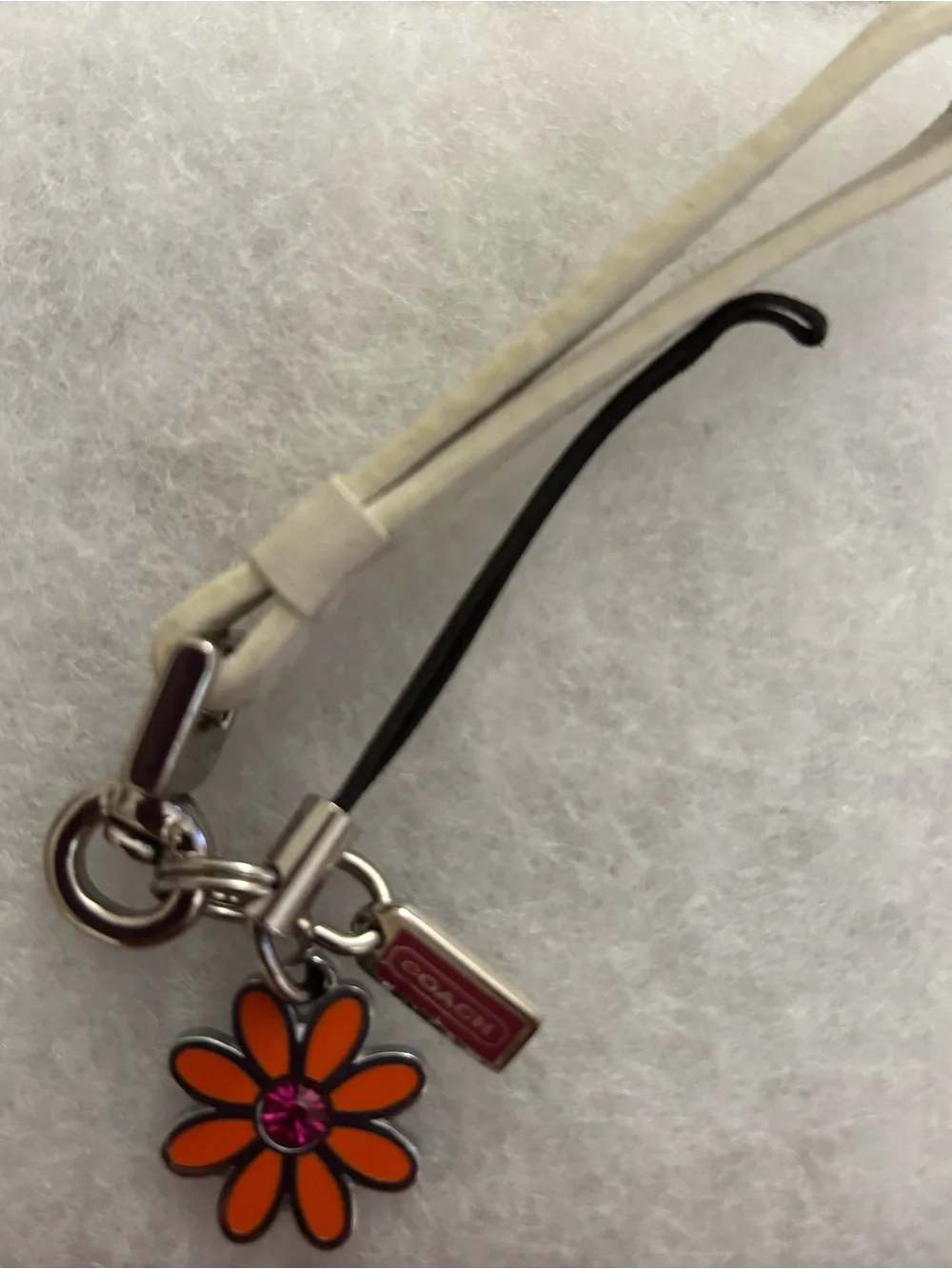 Coach Orange Daisy Key/phone/Bag Charm with Pink Coach Tag
